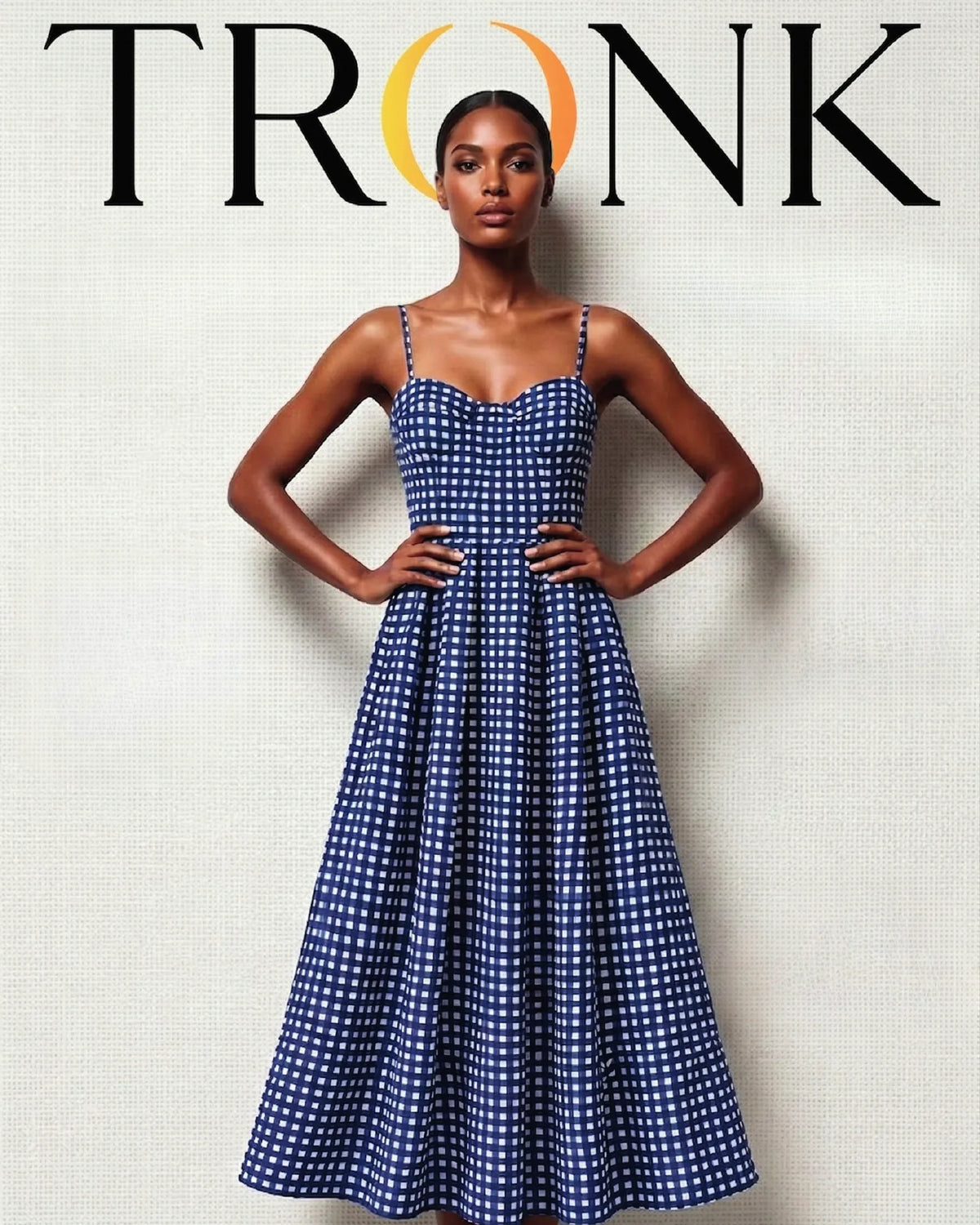 Indigo Gingham Midi Dress