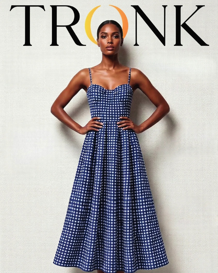 Indigo Gingham Midi Dress