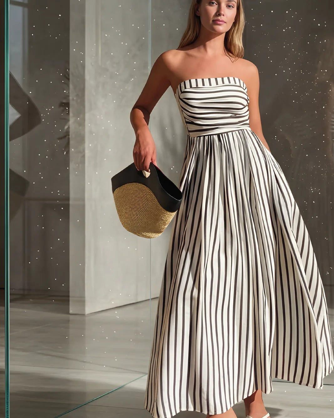 Monochrome Stripe Bandeau Co-ord – detail